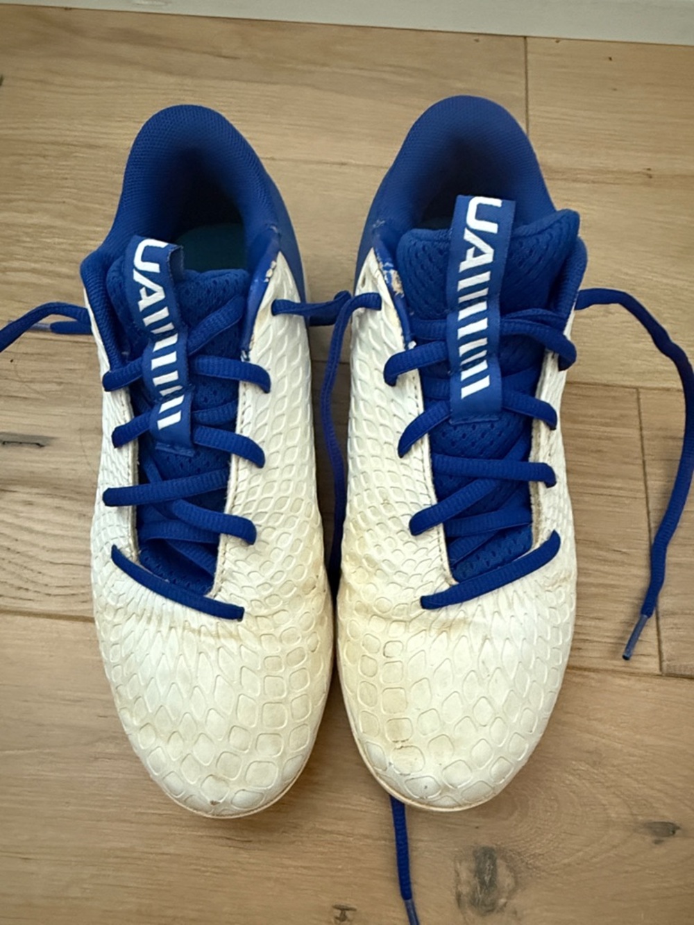 Blue & White Under Armor baseball/softball cleats
